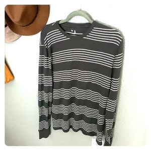 Grey and White Striped Thermal Tee